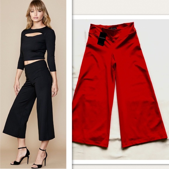 Pants - David Lerner Wide Leg Crop Corset Red NWT $140 S